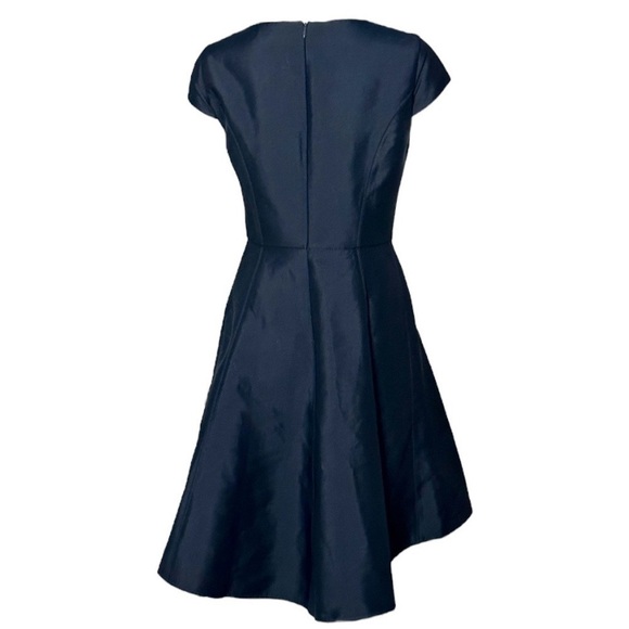 HALSTON Heritage High/Low Cap Sleeve Mini Dress Cocktail Dress navy blue - Picture 5 of 10